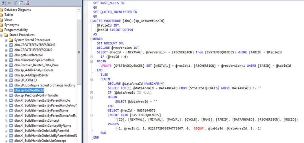 RecId_GetNextVal update AX database tables from SQL